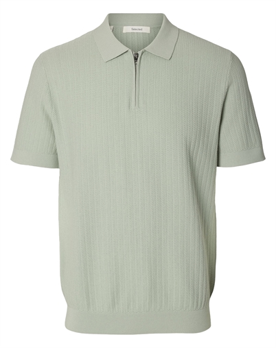 Selected - SLHCran Strik Structure Zip Polo - Aqua Gray